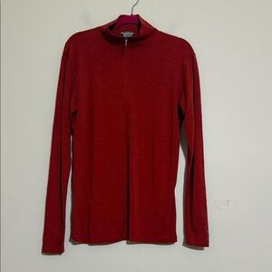 Smartwool sweater base layer women XL RED 100% wool comfy outdoor 3/4 zip soft